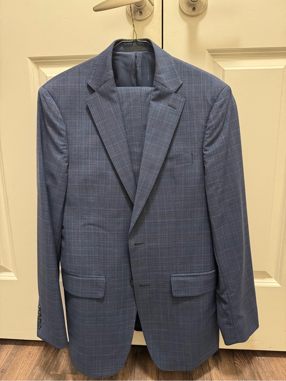 Calvin Klein Slim Fit Blue Plaid Two-Piece Suit
